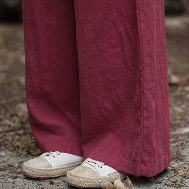 Buddha Stones Retro Wide Leg Pants Casual Women's Yoga Pants With Pockets - image 17