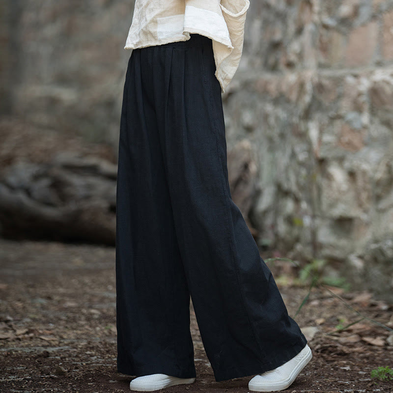 Buddha Stones Retro Wide Leg Pants Casual Women's Yoga Pants With Pockets - Black-US2-12，UK/AU6-16，EU34-44 (F) - image 20