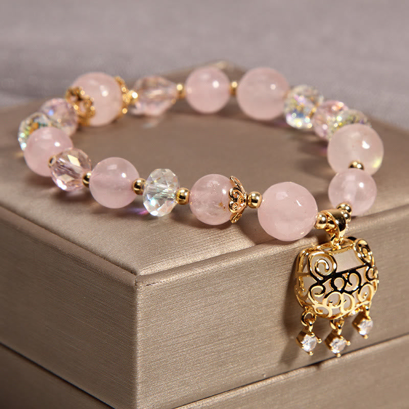 Buddha Stones Natural Pink Crystal Soothing Protection Bracelet - image 2