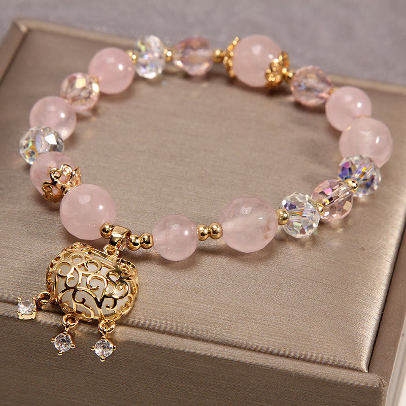 Buddha Stones Natural Pink Crystal Soothing Protection Bracelet - image 1