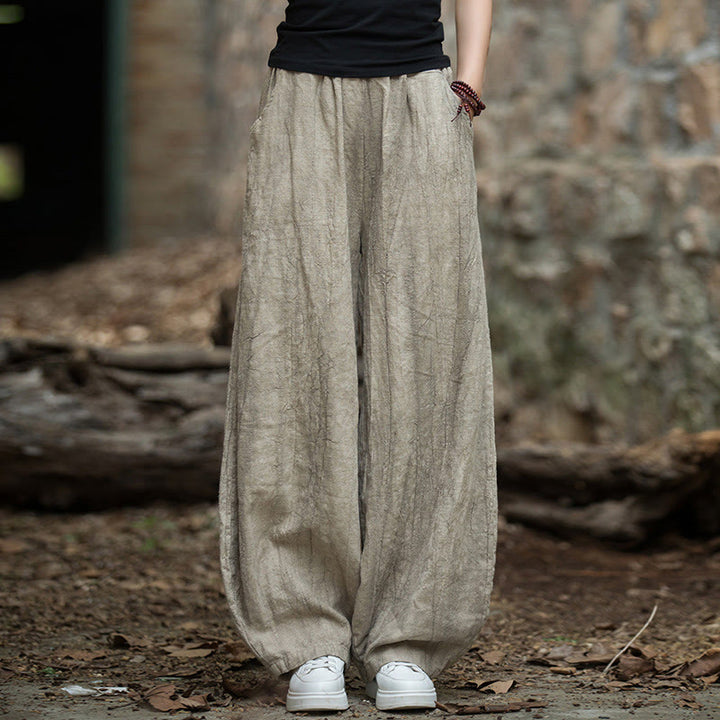 Buddha Stones Retro Tie Dye Harem Pants Casual Women's Yoga Pants With Pockets - Khaki(Regular Version) - US6，UK/AU10，EU38 (L)  - image 0