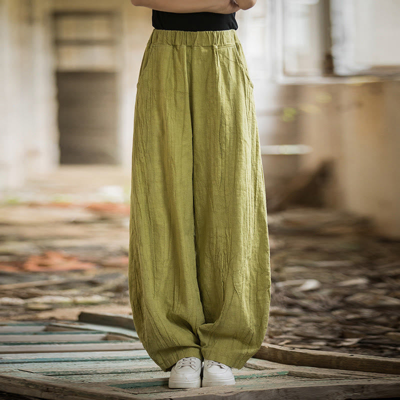 Buddha Stones Retro Tie Dye Harem Pants Casual Women's Yoga Pants With Pockets - Yellow Green(Regular Version) - US6，UK/AU10，EU38 (L)  - image 51