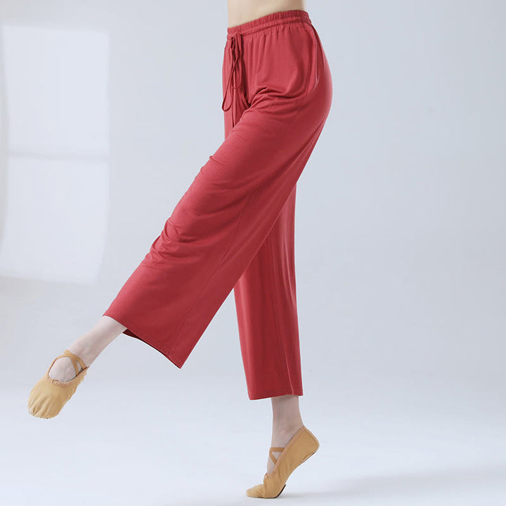 Buddha Stones Loose Modal Drawstring Wide Leg Pants For Yoga Dance - Red - US12，UK/AU16，EU44 (3XL) - image 21