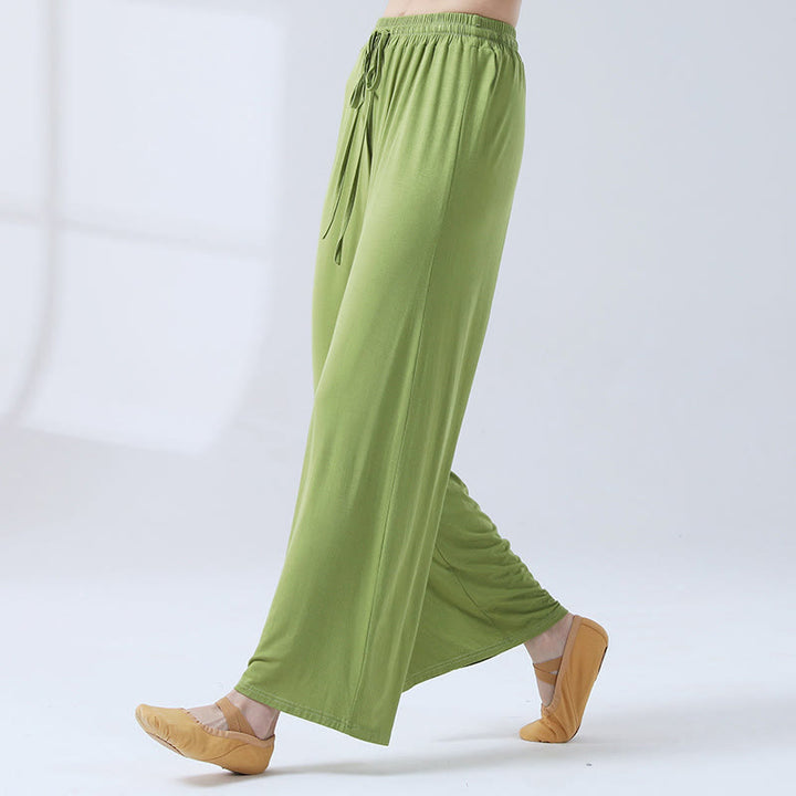 Buddha Stones Loose Modal Drawstring Wide Leg Pants For Yoga Dance - Green - US12，UK/AU16，EU44 (3XL) - image 17