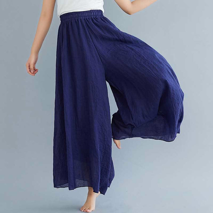 Buddha Stones Women Casual Loose Cotton Linen Wide Leg Pants For Yoga Dance - Navy Blue - US2，UK/AU6，EU34 (M) - image 41