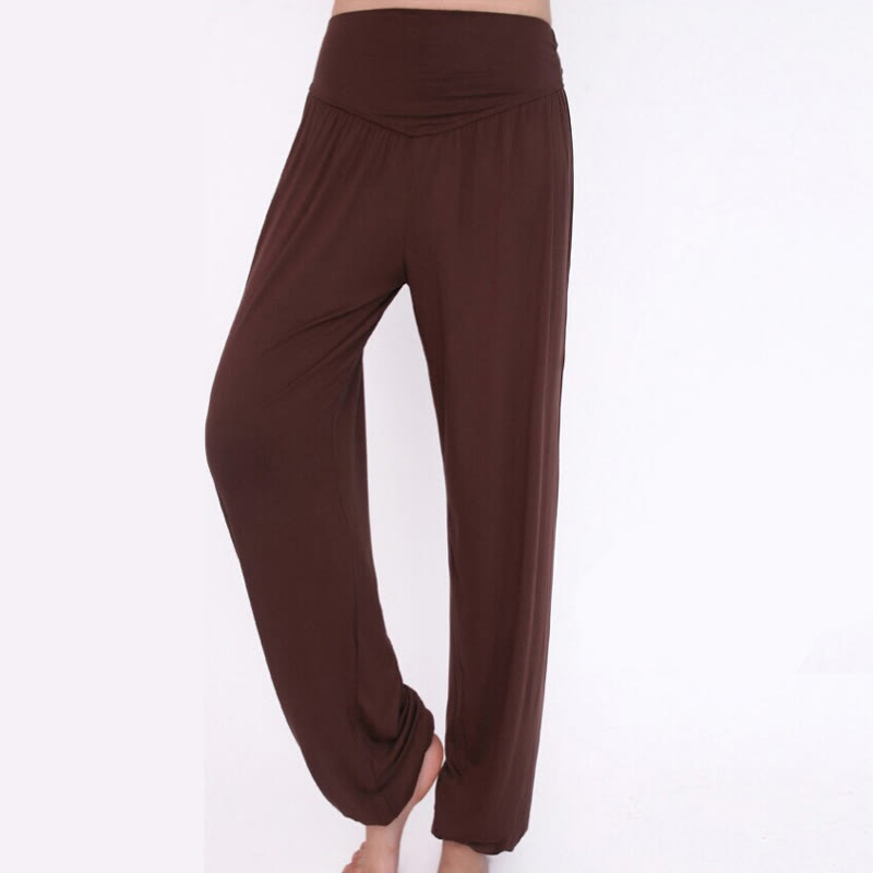 Buddha Stones Solid Color Yoga Dance Long Harem Pants - image 36