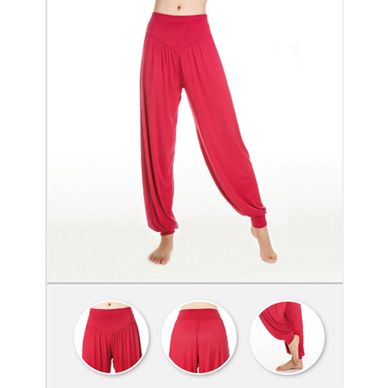 Buddha Stones Solid Color Yoga Dance Long Harem Pants - image 6