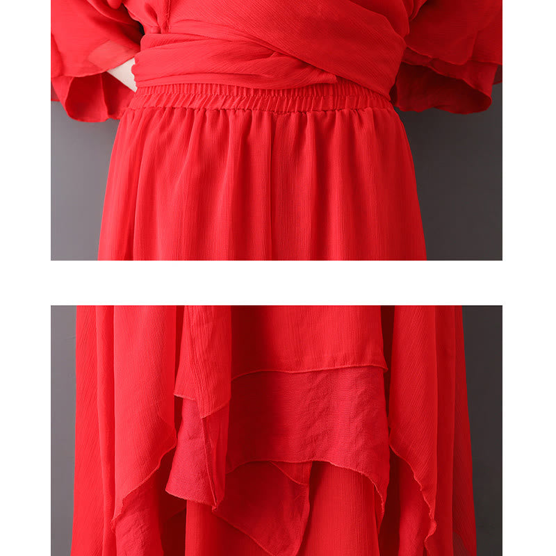 Buddha Stones V-Neck Midi Tunic Dress Wide Leg Pants Meditation Zen Practice Dance Clothing - image 18