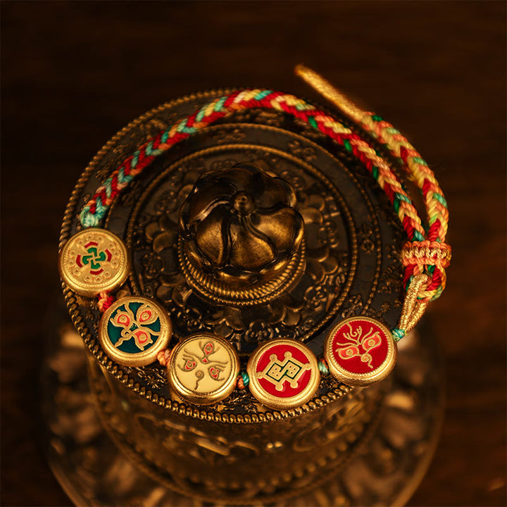 Buddha Stones Tibetan Five God Of Wealth Colorful Rope Braided Luck Bracelet - image 9