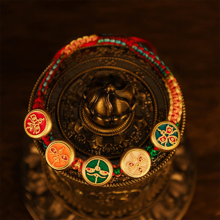 Buddha Stones Tibetan Five God Of Wealth Colorful Rope Braided Luck Bracelet - image 4