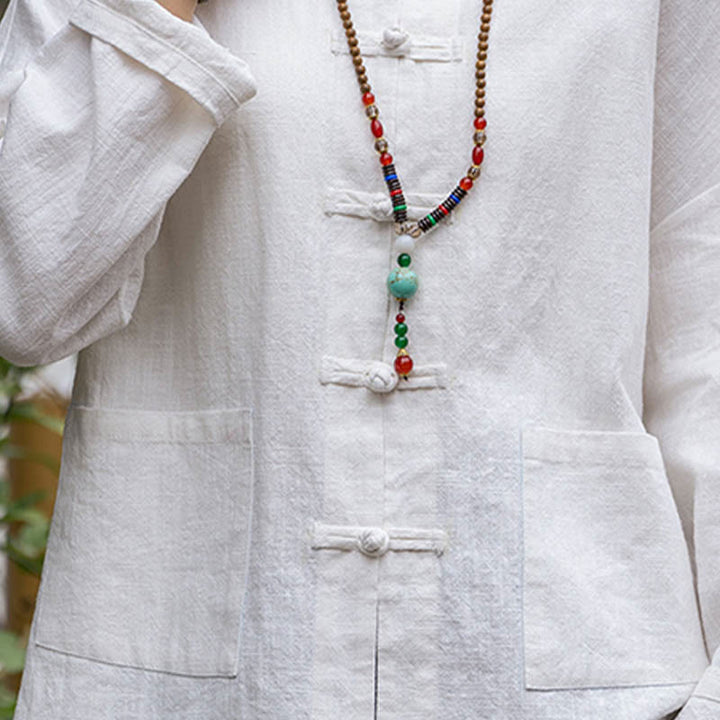 Buddha Stones Frog-Button Design Shirt Tai Chi Meditation Top Clothing Ramie Linen Jacket - image 6