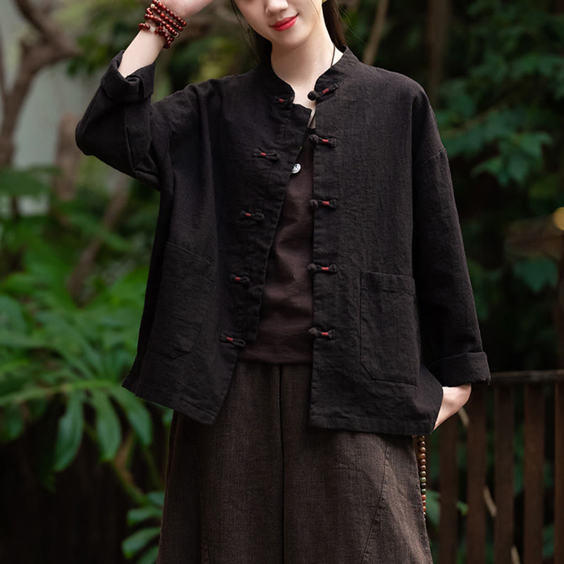 Buddha Stones Frog-Button Shirt Zen Meditation Top Clothing Cotton Linen Jacket - image 8