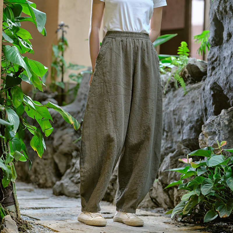 Buddha Stones Solid Color Loose Yoga Harem Pants With Pockets - image 31