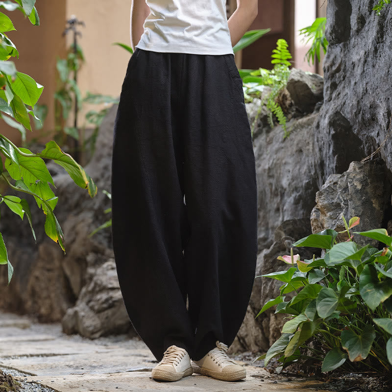 Buddha Stones Solid Color Loose Yoga Harem Pants With Pockets - image 46