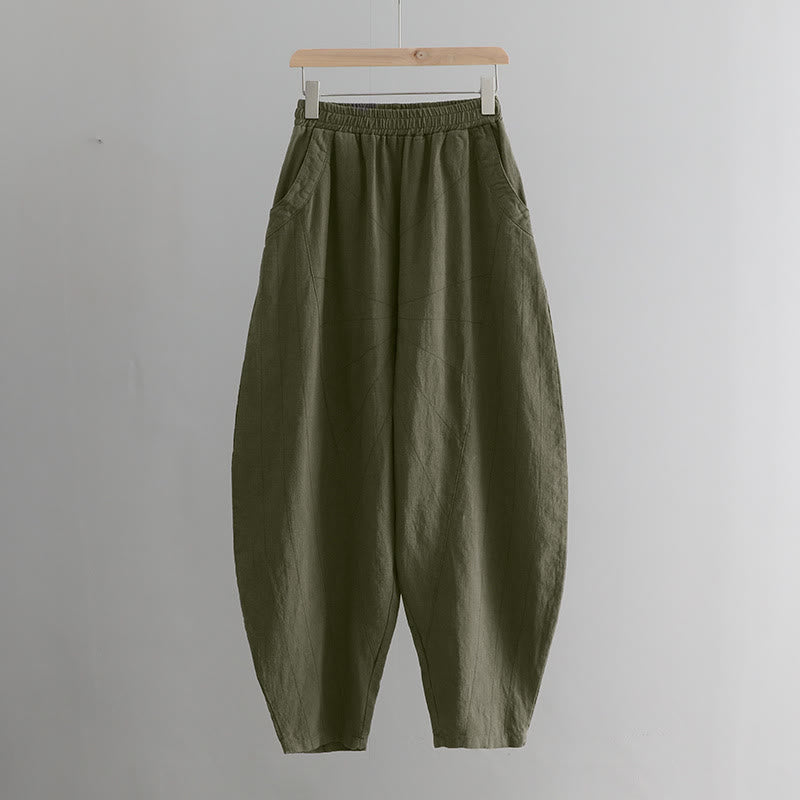 Buddha Stones Solid Color Loose Yoga Harem Pants With Pockets - image 36