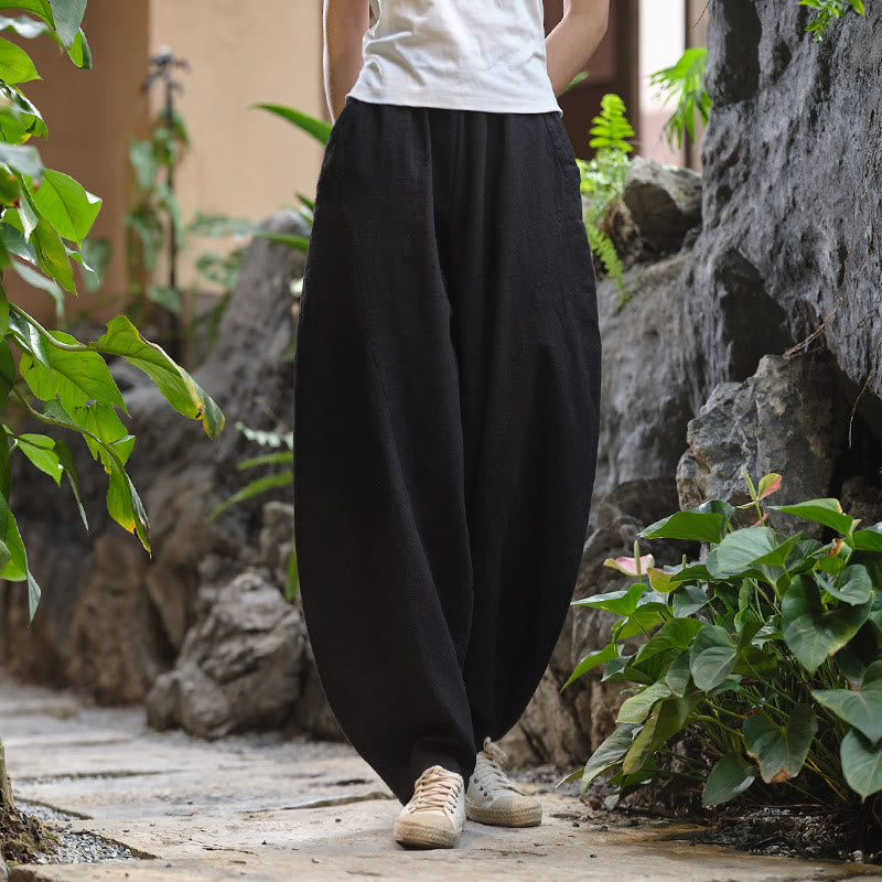 Buddha Stones Solid Color Loose Yoga Harem Pants With Pockets - image 47