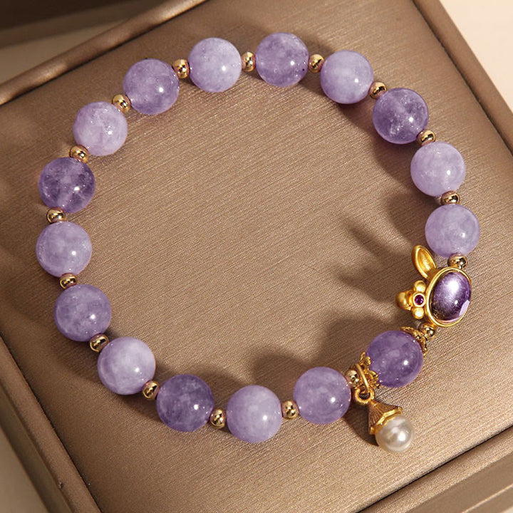 Buddha Stones Natural Purple Quartzite Rabbit Happiness Bracelet - image 2
