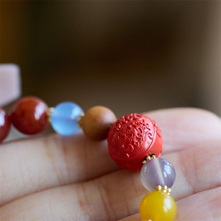 Buddha Stones Natural Red Agate Peace Talisman Fu Character Dragon Tail Confidence Charm Bracelet - image 6