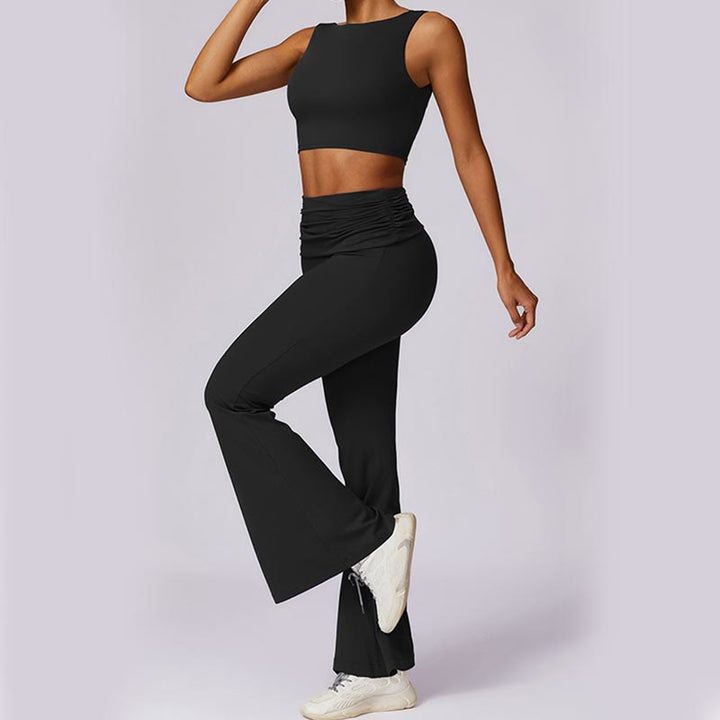 Buddha Stones Sleeveless Backless Strap Tank Top Bra Flared Pants Sports Fitness Yoga - image 40