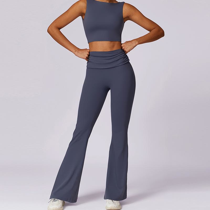 Buddha Stones Sleeveless Backless Strap Tank Top Bra Flared Pants Sports Fitness Yoga - image 52