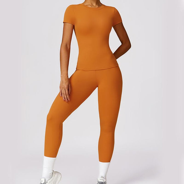 Buddha Stones Women Short Sleeve T-Shirt Top High Waist Leggings Pants For Sports Yoga - image 18