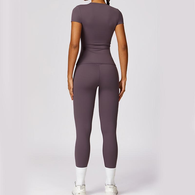 Buddha Stones Women Short Sleeve T-Shirt Top High Waist Leggings Pants For Sports Yoga - image 48