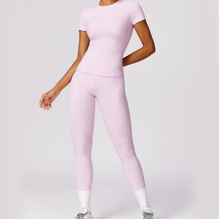 Buddha Stones Women Short Sleeve T-Shirt Top High Waist Leggings Pants For Sports Yoga - image 64