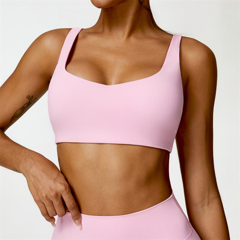 Buddha Stones Gym Sports Yoga Backless Bra Crop Tank Top Shorts - Pink - Top - US6，UK/AU10，EU38 (XL) - image 36