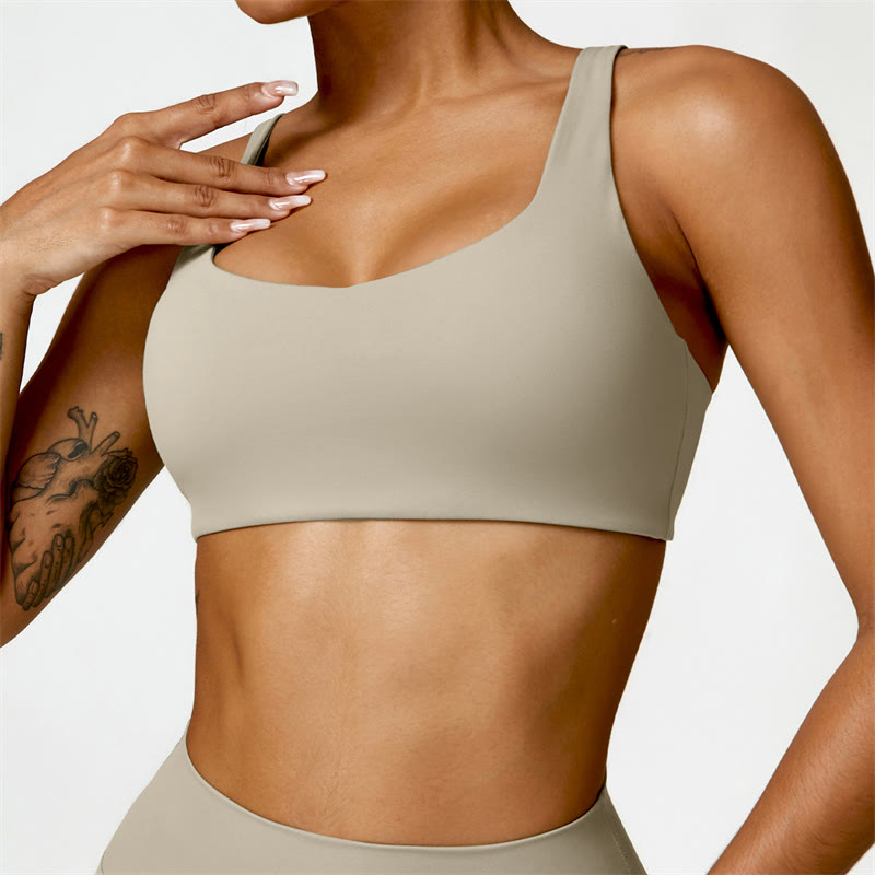 Buddha Stones Gym Sports Yoga Backless Bra Crop Tank Top Shorts - Brown - Top - US6，UK/AU10，EU38 (XL) - image 48