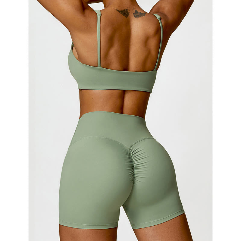 Buddha Stones Gym Sports Yoga Backless Bra Crop Tank Top Shorts - image 34