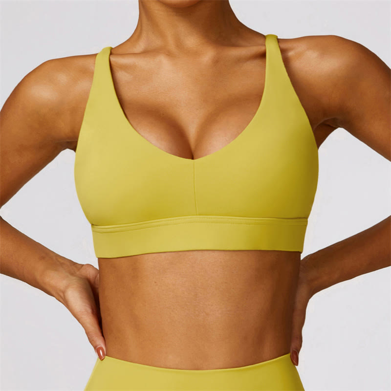 Buddha Stones Gym Sports Yoga Backless Bra Crop Tank Top Breathable Shorts - Yellow - Top - US8-10，UK/AU12-14，EU40-42 (XL) - image 38