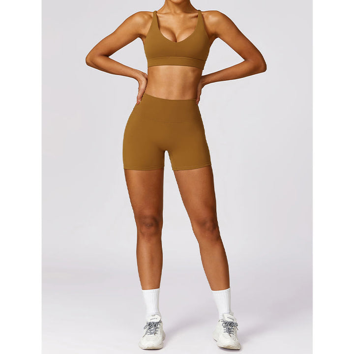 Buddha Stones Gym Sports Yoga Backless Bra Crop Tank Top Breathable Shorts - image 57