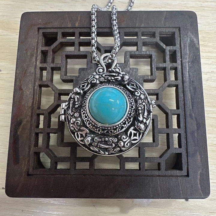 Buddha Stones Tibetan Pi Xiu Luck Copper Necklace - Pixiu Necklace-With Pearl Chain(Necklace length: 60cm) - image 4