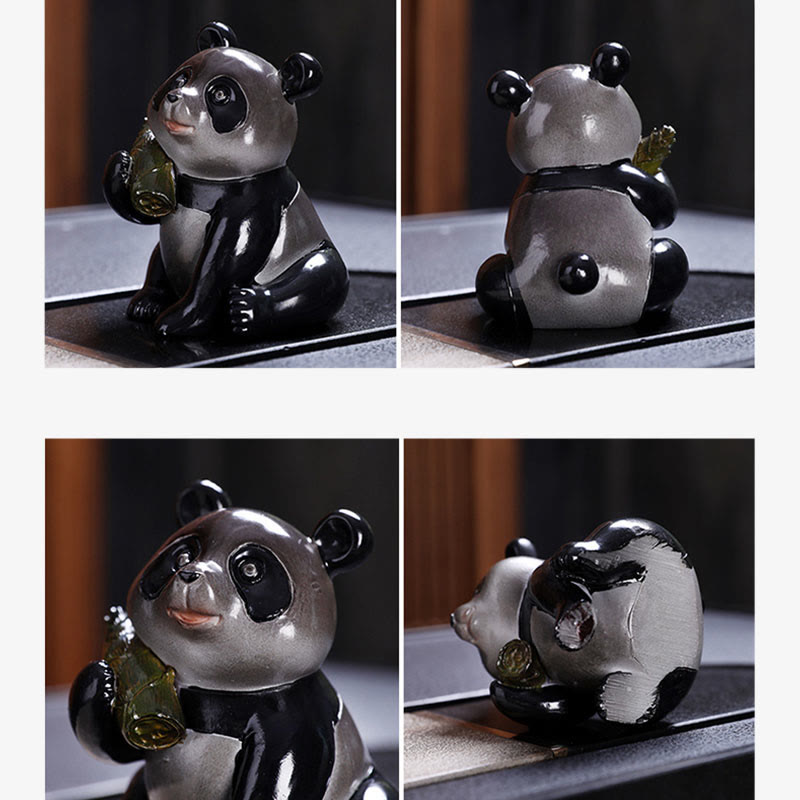 Buddha Stones Color Changing Small Cute Panda Bamboo Tea Pet Resin Home Figurine Decoration - image 7