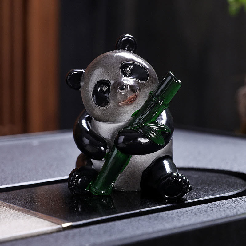 Buddha Stones Color Changing Small Cute Panda Bamboo Tea Pet Resin Home Figurine Decoration - image 2