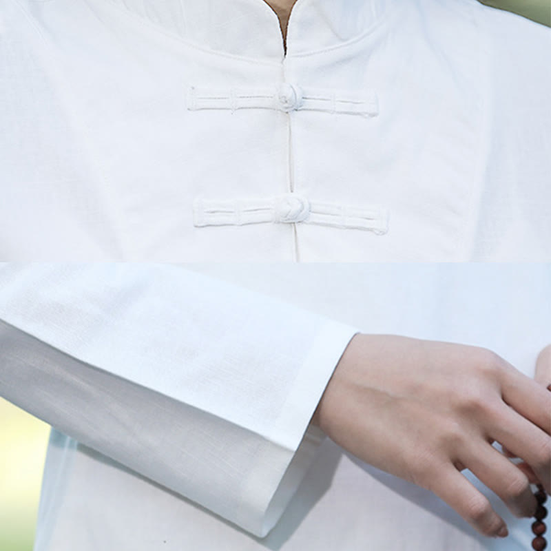 Buddha Stones 2Pcs Half Sleeve Shirt Top Pants Meditation Zen Tai Chi Cotton Linen Clothing Women's Set - image 15