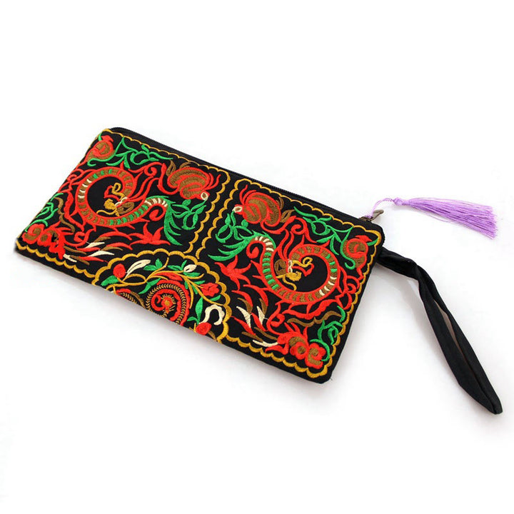 Buddha Stones Dragon Butterfly Cosmos Flower Embroidery Wallet Shopping Purse - image 5