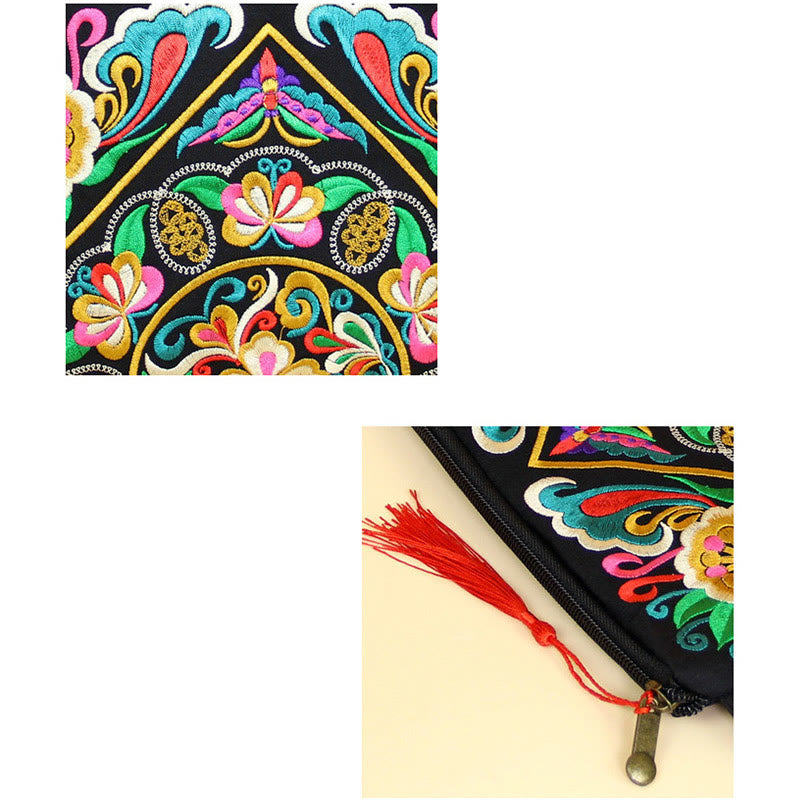 Buddha Stones Dragon Butterfly Cosmos Flower Embroidery Wallet Shopping Purse - image 14