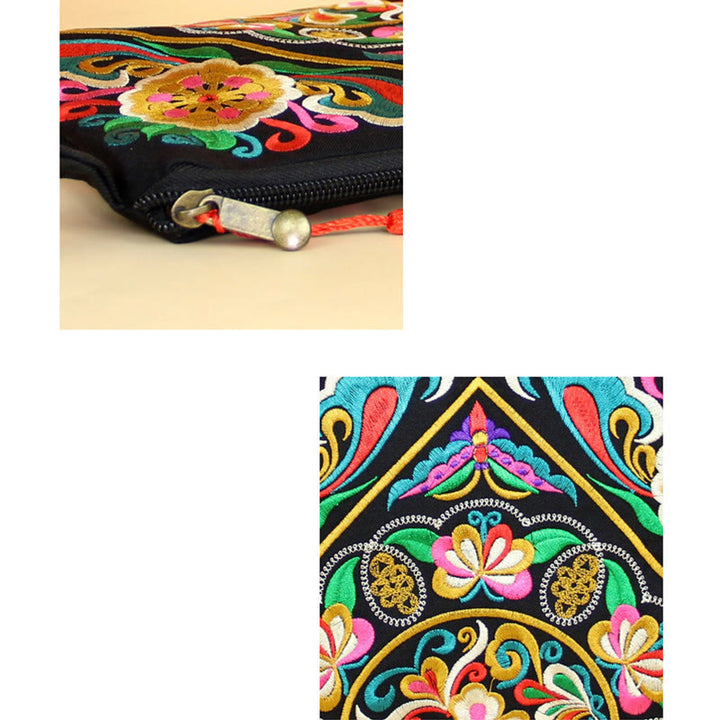 Buddha Stones Dragon Butterfly Cosmos Flower Embroidery Wallet Shopping Purse - image 16