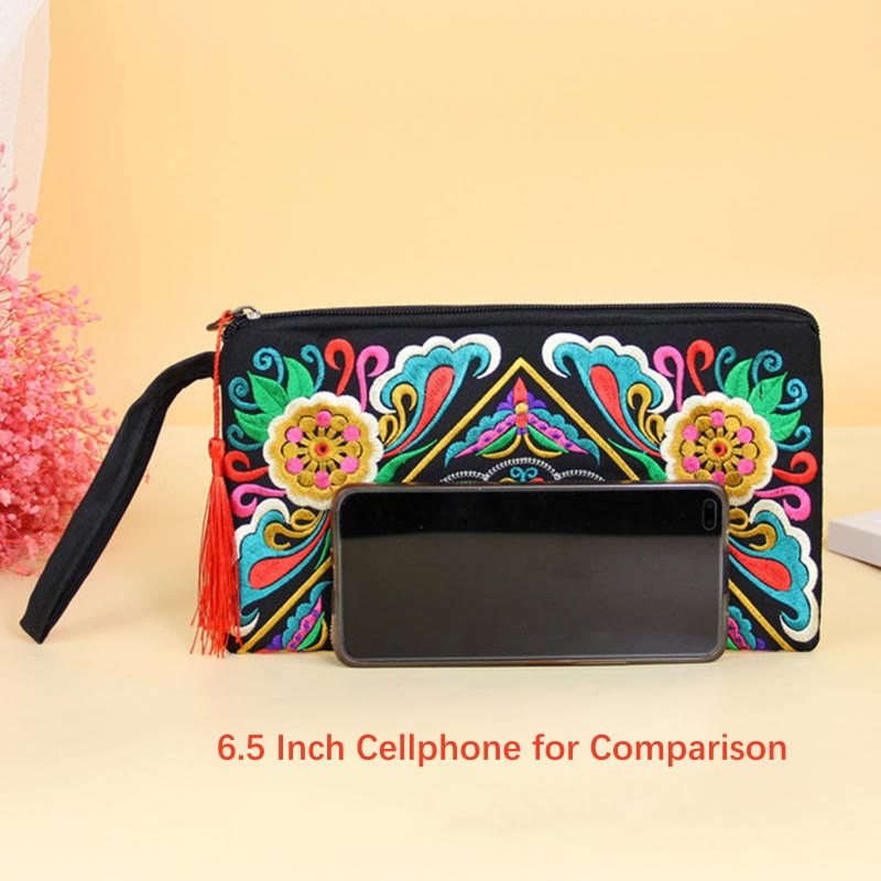 Buddha Stones Dragon Butterfly Cosmos Flower Embroidery Wallet Shopping Purse - image 24