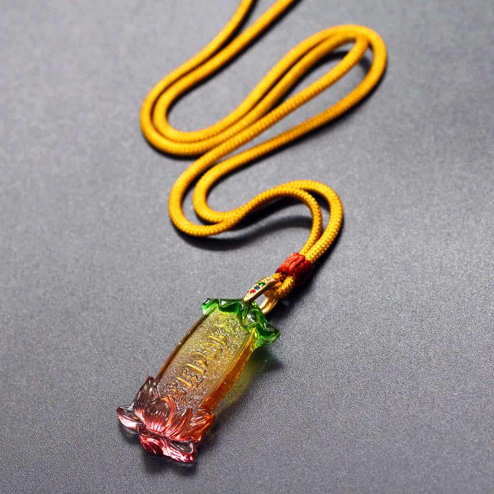 Buddha Stones Buddha Liuli Lotus Six Character Om Mani Padme Hum Peace Necklace - image 3