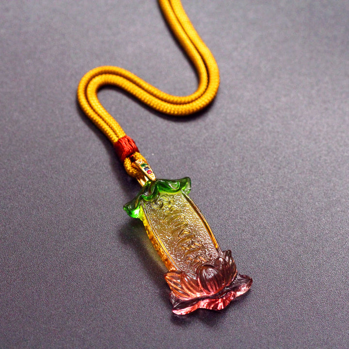 Buddha Stones Buddha Liuli Lotus Six Character Om Mani Padme Hum Peace Necklace - image 2