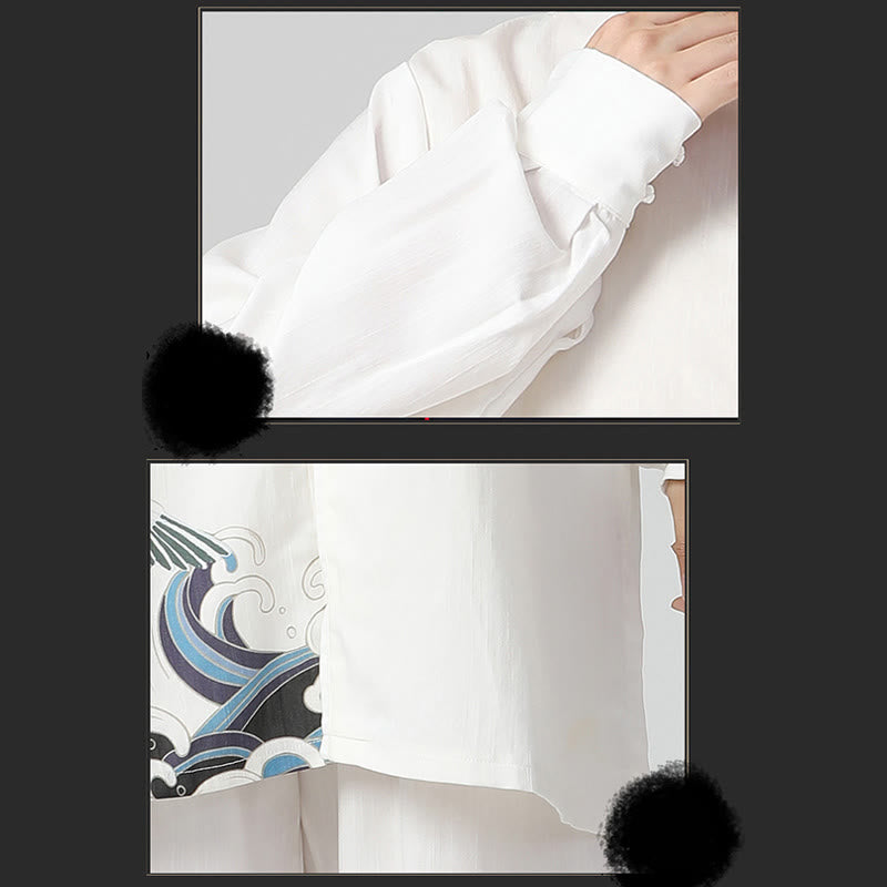 Buddha Stones White Crane Sea Cotton Linen Meditation Prayer Spiritual Zen Tai Chi Qigong Practice Clothing Set - image 13