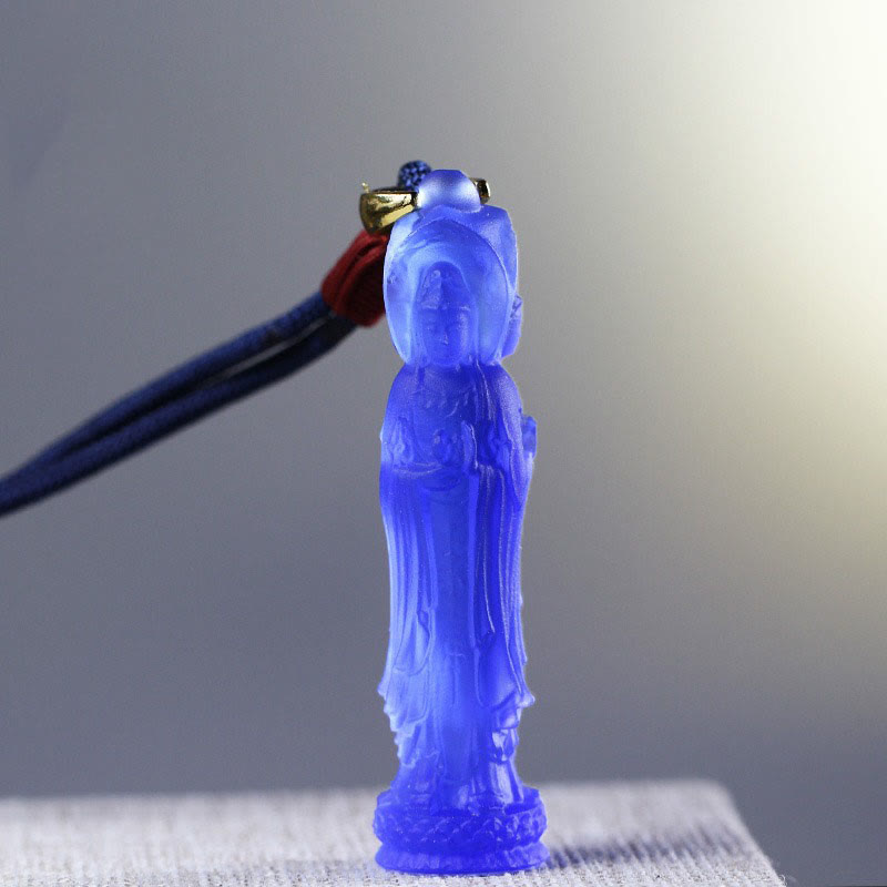 Buddha Stones Avalokitesvara Buddha Liuli Harmony Necklace - Blue(Necklace Length: 45cm) - image 6