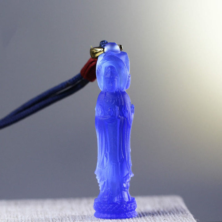 Buddha Stones Avalokitesvara Buddha Liuli Harmony Necklace - Blue(Necklace Length: 45cm) - image 6