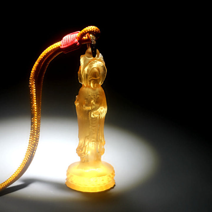 Buddha Stones Avalokitesvara Buddha Liuli Harmony Necklace - Yellow(Necklace Length: 45cm) - image 0