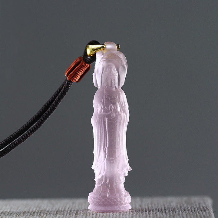 Buddha Stones Avalokitesvara Buddha Liuli Harmony Necklace - Pink(Necklace Length: 45cm) - image 7