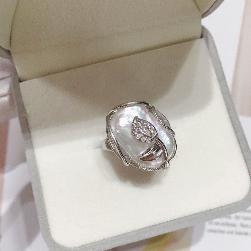 Buddha Stones Pearl Copper Plated Gold Flower Happiness Wealth Ring - image 13