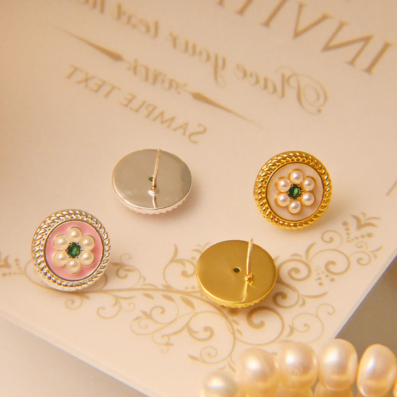 Buddha Stones Enamel Flower Luck Earrings - image 2