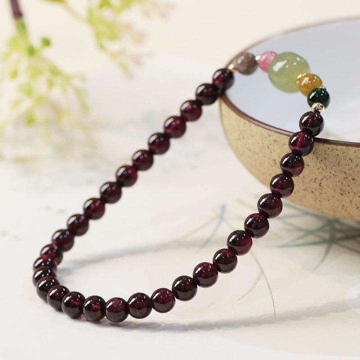 Buddha Stones Natural Garnet Hetian Jade Tourmaline Bead Passion Bracelet - image 3